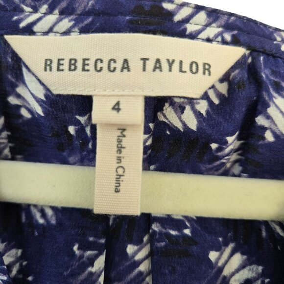 Rebecca Taylor 100% Silk Graphic Print Fit & Flare Mini Dress Size 4 - Picture 3 of 6